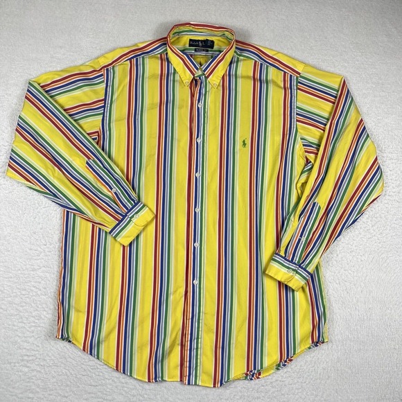 Ralph Lauren Other - Ralph Lauren Shirt Mens 17.5 XL Yellow Striped Vintage 90s Casual Workwear